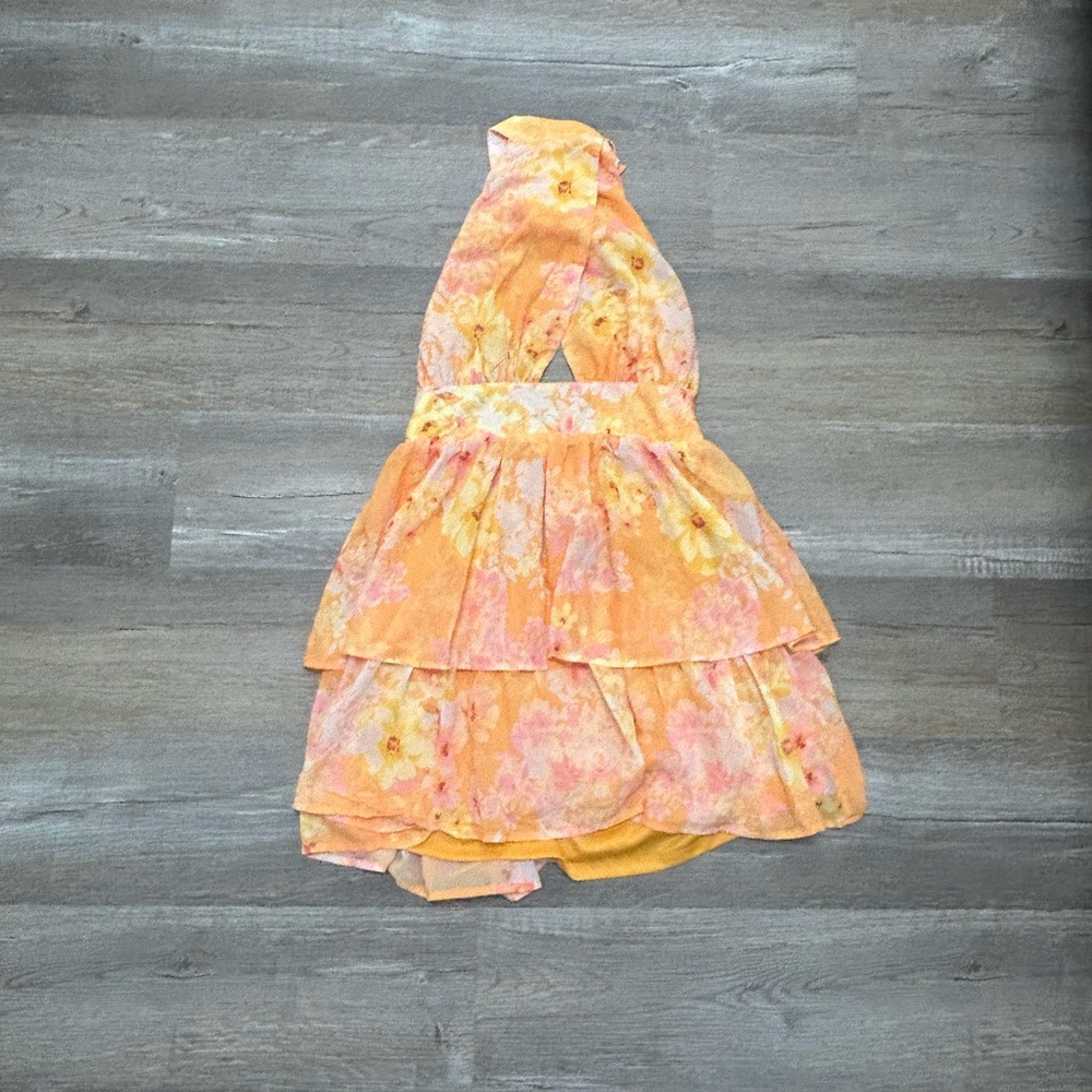 Floral Dress - Orange and Pink